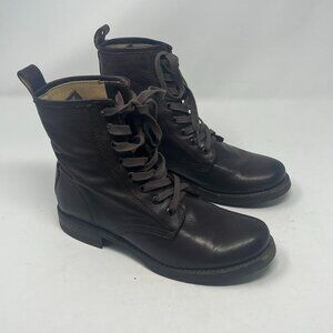 Frye women's combat boots 8 brown leather dark EUC